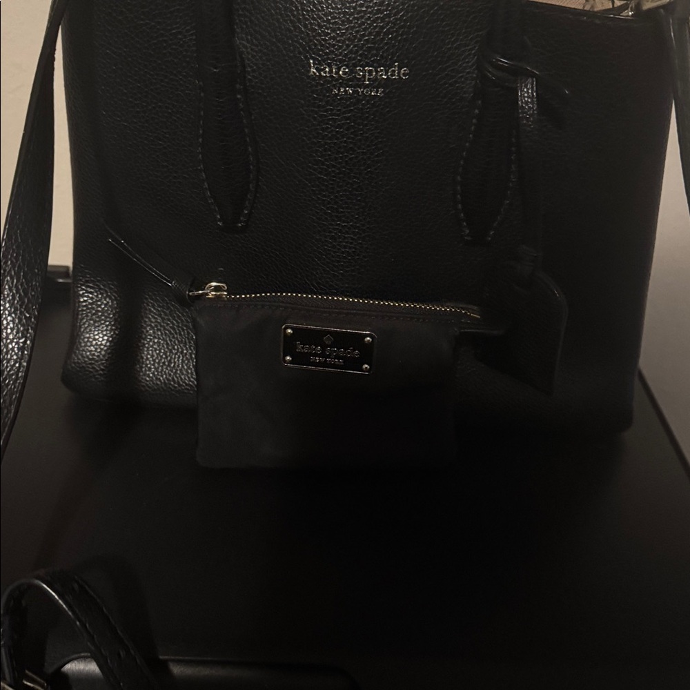 kate spade Black Leather Tote with pale pink interior - Picture 2 of 12